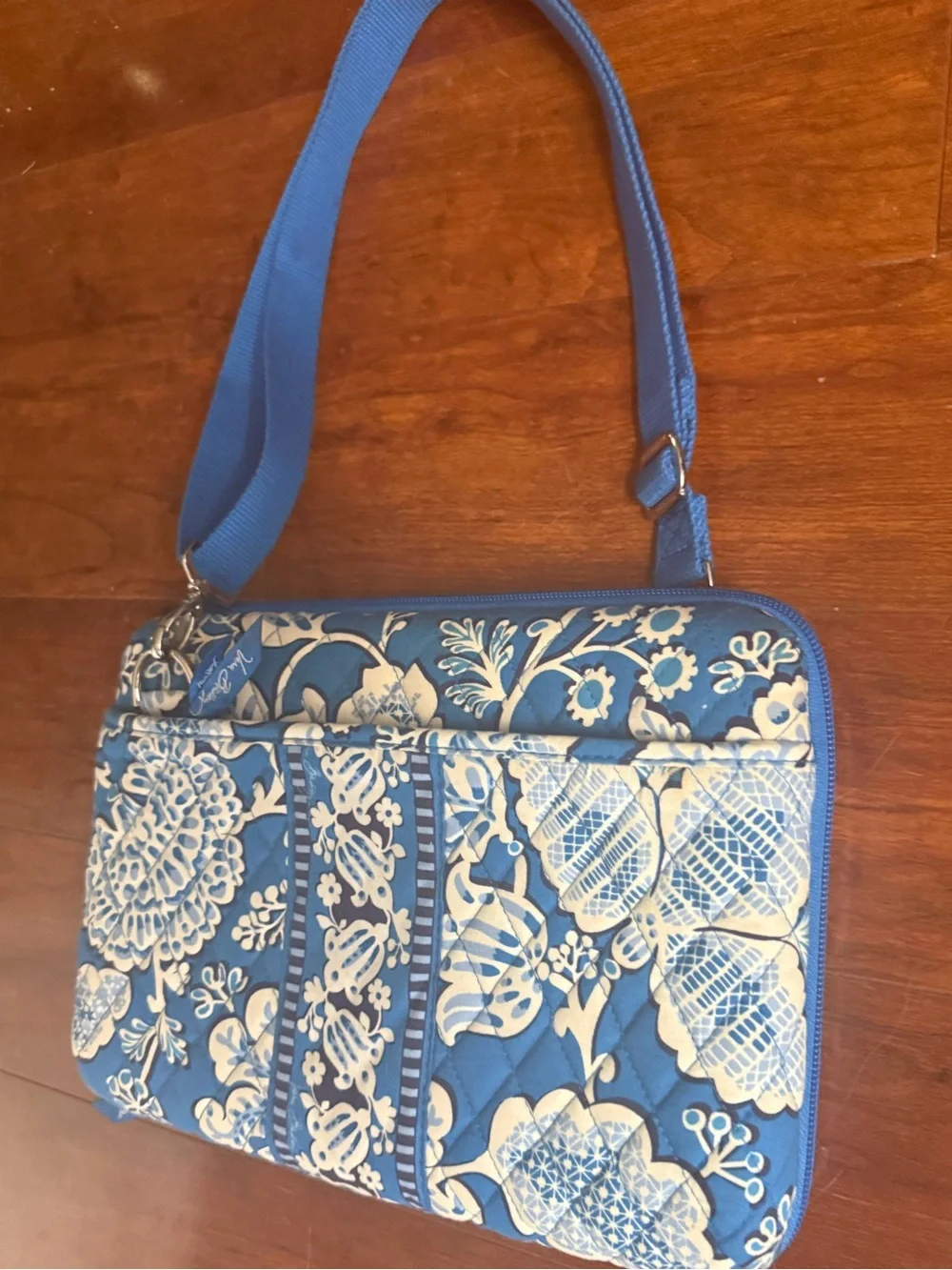 Vera Bradley Blue Lagoon Hard Side Tech Portfolio Organizer Case Bag Crossbody